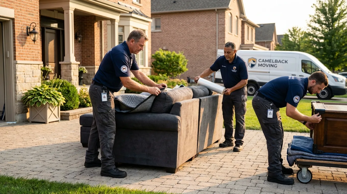 Large estate moving crew wrapping furniture in Lake Hamilton, FL